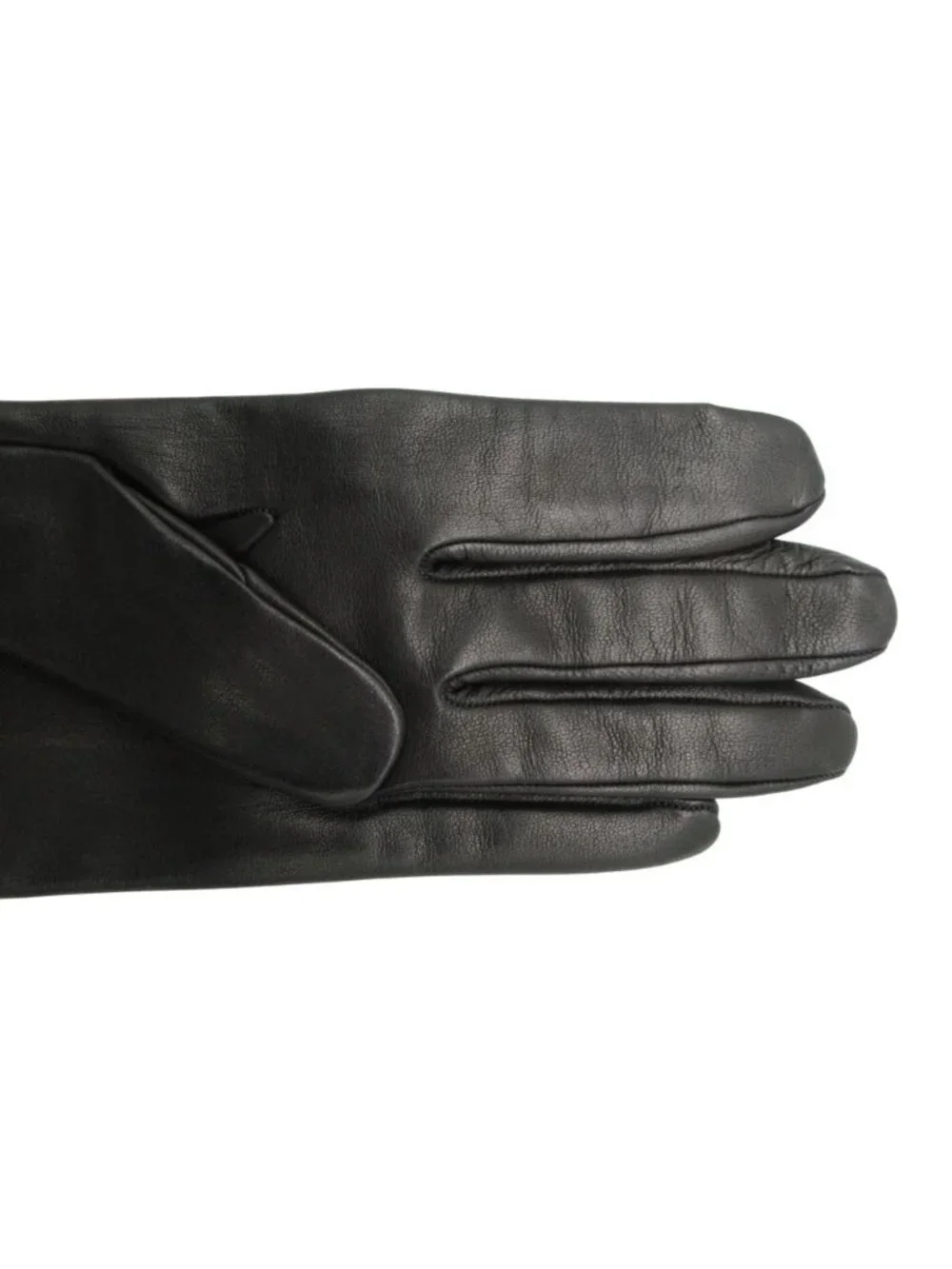 Hermes Gloves Logo Charm Chain Lambskin 7.5 Black